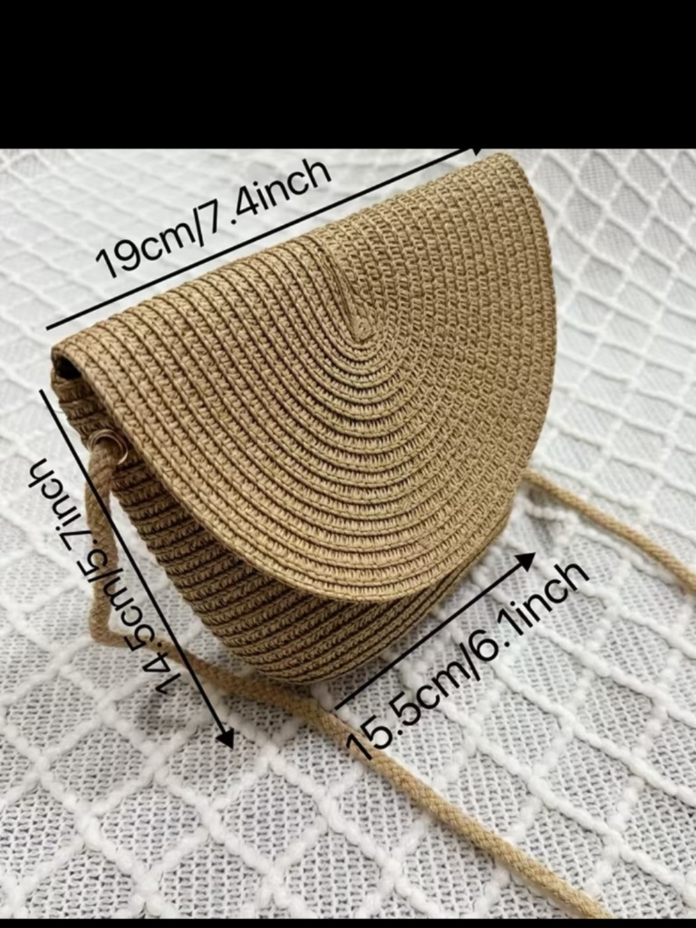Straw Crossbody Bag & straw visor - Neutral Tan - Picture 3 of 5